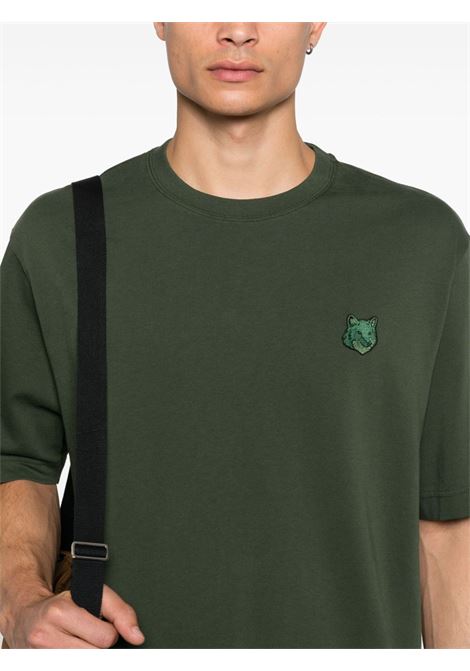 T-shirt con applicazione Bold Fox Head in verde Maison kitsuné - uomo MAISON KITSUNÉ | LM00107KJ0119P391